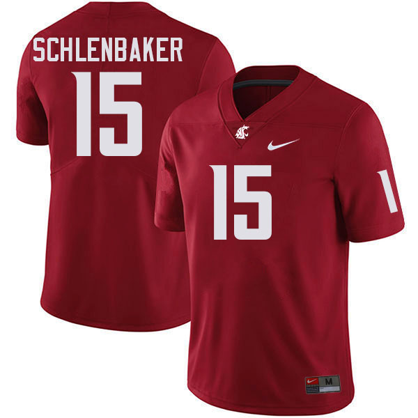 Men #15 Djouvensky Schlenbaker Washington State Cougars College Football Jerseys Stitched-Crimson